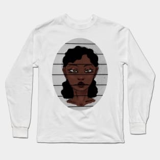 Pretty Black Girl Black Curly Hair Brown Eyes Notebook Doodle Art Long Sleeve T-Shirt